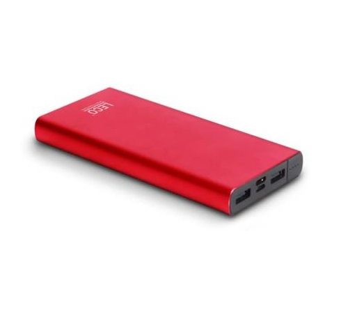 LECO 32000 mAh Power Bank (Dual USB Port, Input Charging - Micro USB and TYPE C, 32000mAh Lithium Polymer Fast Charging Battery with LED Battery Indicator) (Red, Lithium Polymer)