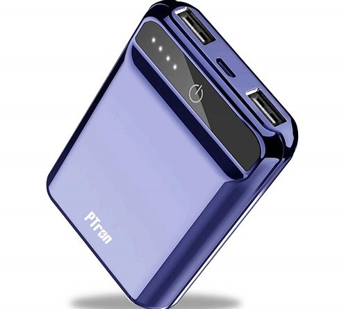 PTron Dynamo 10000mAh Li-Polymer Power Bank, BIS Certified, Ultra-Compact, 2.4A Fast Charging, 2 USB Ports Power Bank with Micro USB Cable for All Mobiles (Blue)