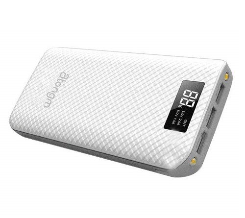 Power Banks 20000mAh atongm 3 USB Port Li-Polymer Battery with Digital Display for All Smart Devices (White)
