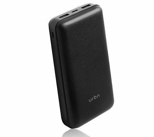 URBN 20000mAh Li-Polymer Power Bank with 2.1 Amp Fast Charge, Type C & Micro Input and Ultra Compact Slim Body with BIS Certification (Black)