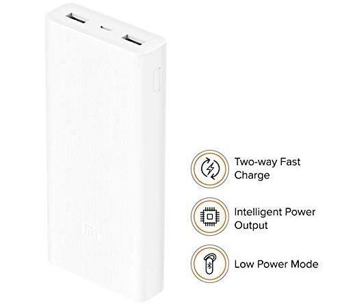 Mi 20000 mAH Li-Polymer Power Bank 2i (White) with Fast Charging by GNG