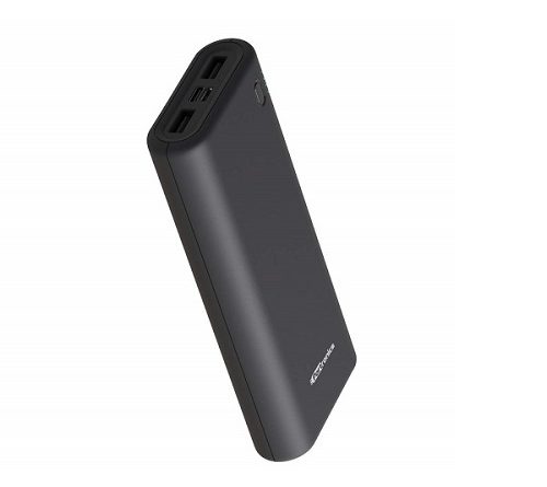 Portronics Indo 20X 20,000mAh Power Bank with LED Indicator, 2.0A Dual Input (Type C + Micro USB) and Dual USB Output (2.1A + 1.0A) for All Android and iOS Devices (Black)